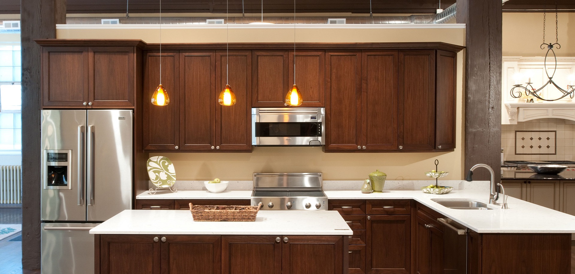 Solid wood Walnut Kitchen Cabinets Design Ideas