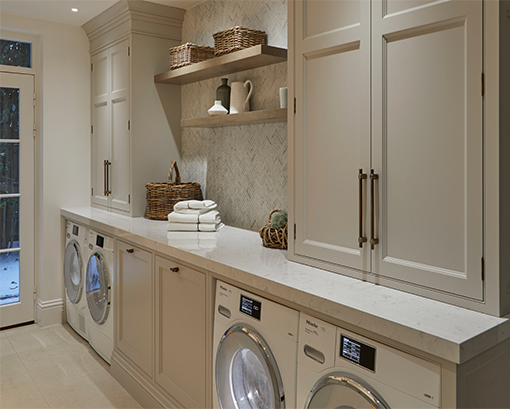 Luxurious cream white laundry room