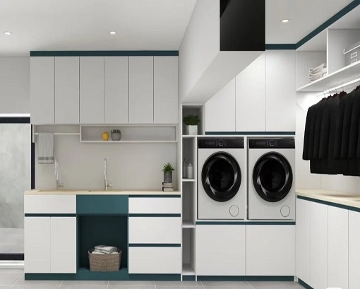 White Large Laundry Room Design Idaes