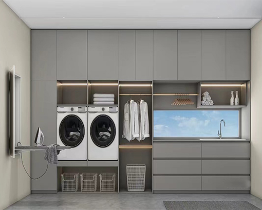 Hot sale laundry lacquer storage cabinets clean open laundry room modern design