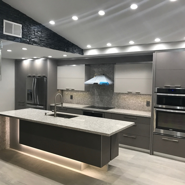 grey and black kitchen