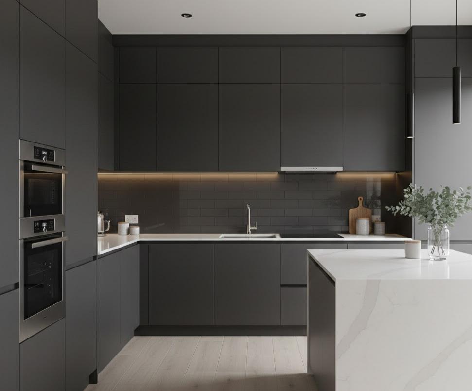 dark grey cabinetry